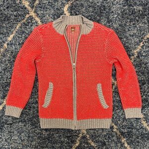 Tea Collection knit Red and Gray Kids zip cardigan/sweater size 10